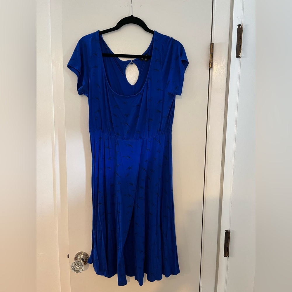 torrid Royal Blue Scoop Neck Midi Dress with Birds